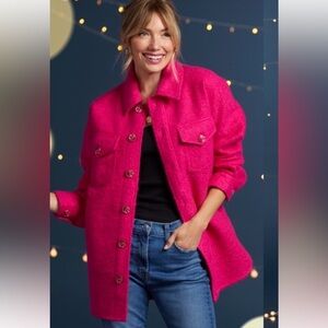 Evereve Harper Cozy Textured Utility Shacket with Patch Pockets Pink Size M